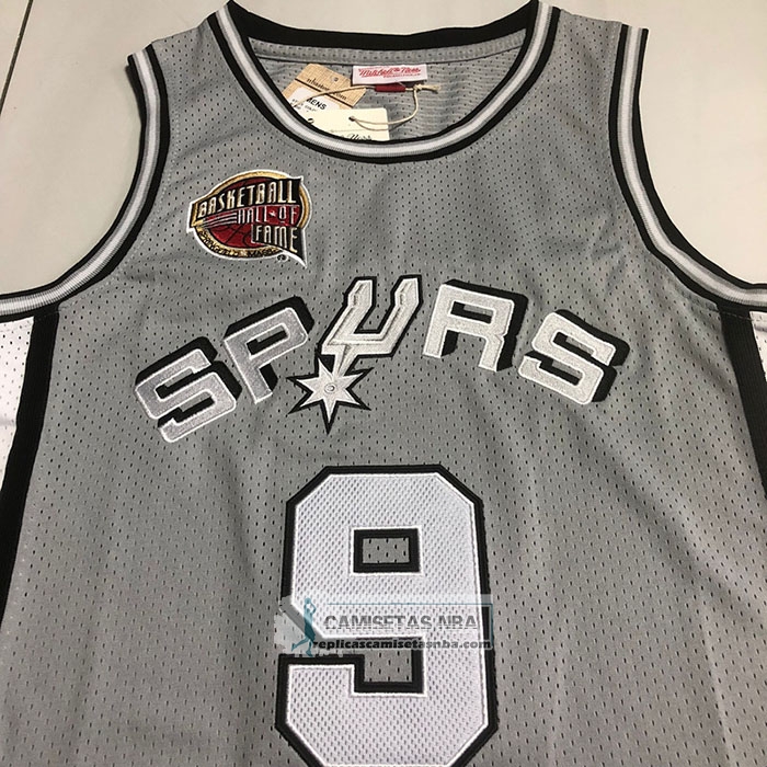Camiseta San Antonio Spurs Tony Parker NO 9 Hall Of Fame Mitchell & Ness 2001 Gris